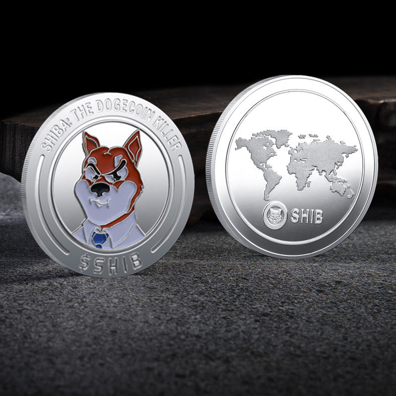 Shiba Inu Coin Three-dimensional Embossed Paint Commemorative Coin Digital Virtual Coin Collection Gift