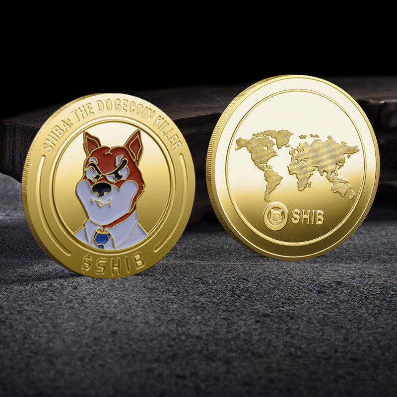 Shiba Inu Coin Three-dimensional Embossed Paint Commemorative Coin Digital Virtual Coin Collection Gift