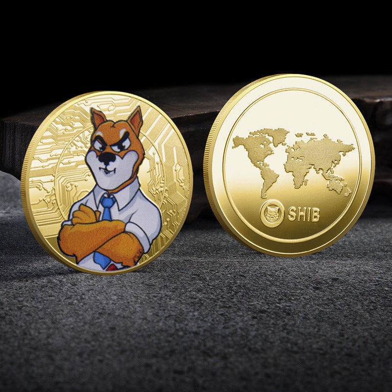 Shiba Inu Coin Three-dimensional Embossed Paint Commemorative Coin Digital Virtual Coin Collection Gift