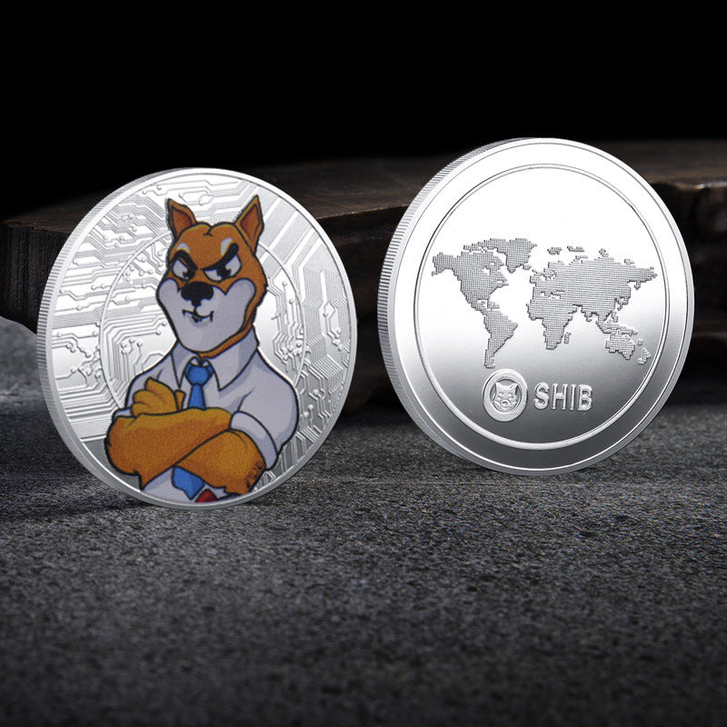 Shiba Inu Coin Three-dimensional Embossed Paint Commemorative Coin Digital Virtual Coin Collection Gift