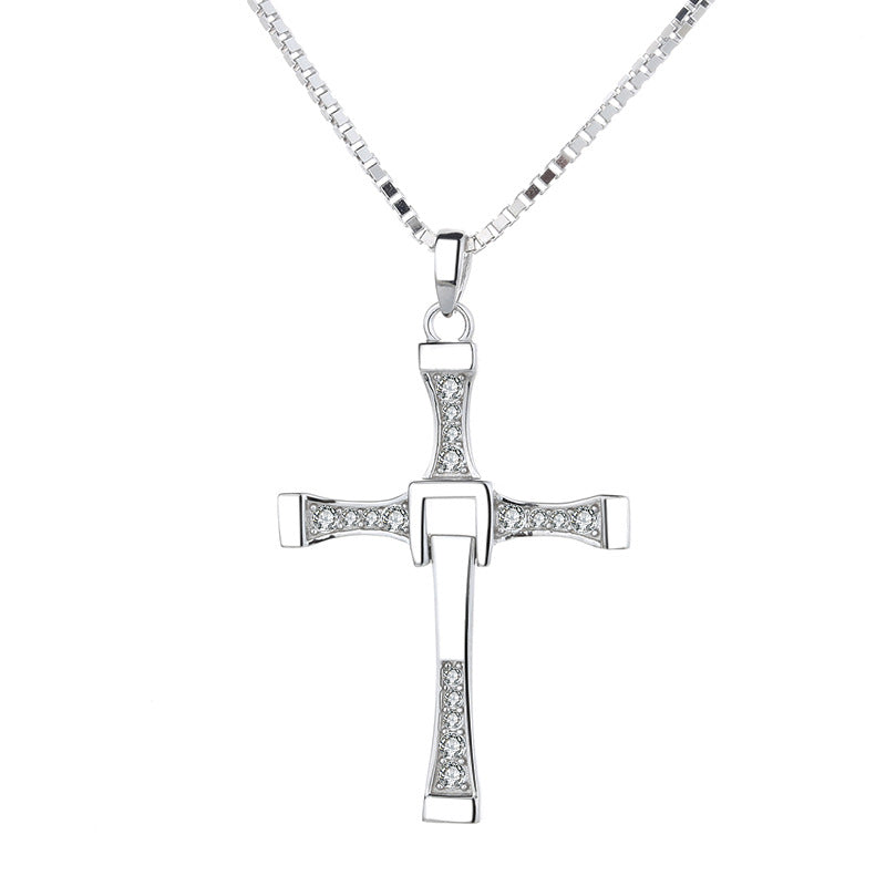 925 Sterling Silver Cross Necklace Large Size Pendant Silver Chain