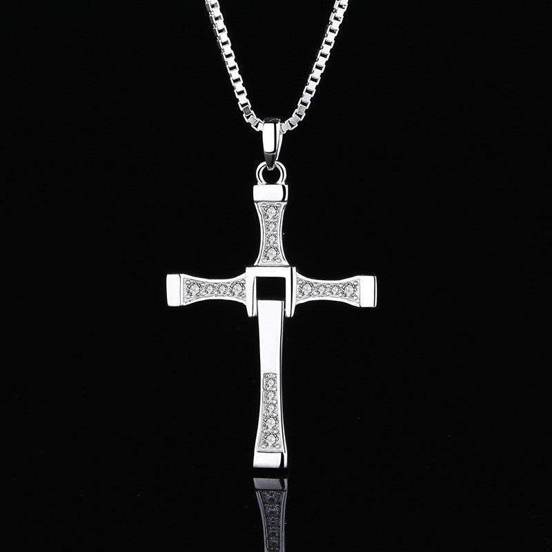 925 Sterling Silver Cross Necklace Large Size Pendant Silver Chain