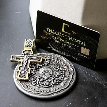 Continental hotel set John Cross card blood oath marker set. Baba Yaga coin crucifixion.
