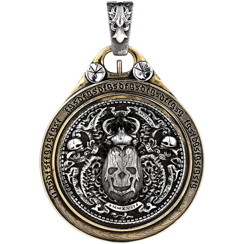 Scarab Mechanism Wandering Coin Pendant Necklace Medallion
