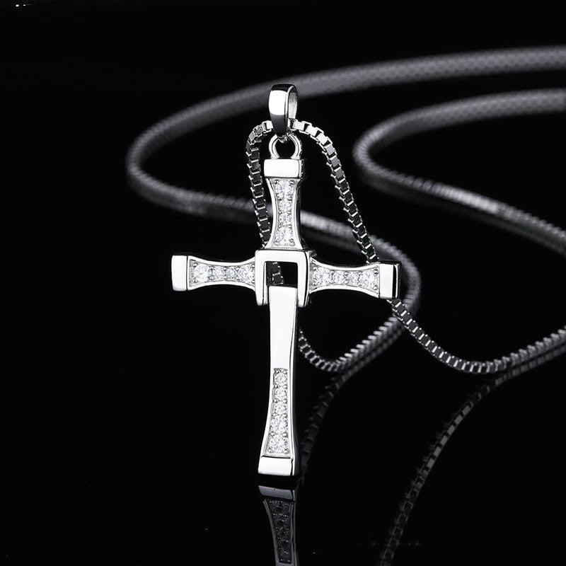 925 Sterling Silver Cross Necklace Large Size Pendant Silver Chain