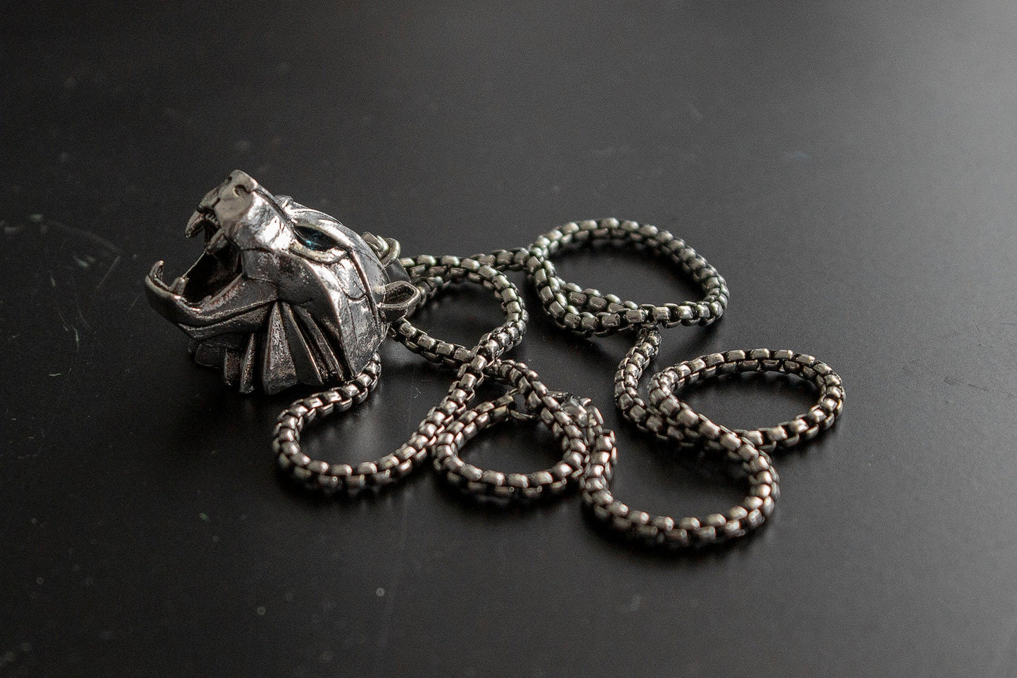 Magic Bear head medallion// School of the Bear pendant// Polar White Bear Grizzly Blue Eyes// Witch necklace