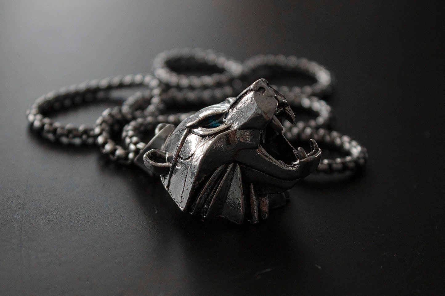 Magic Bear head medallion// School of the Bear pendant// Polar White Bear Grizzly Blue Eyes// Witch necklace