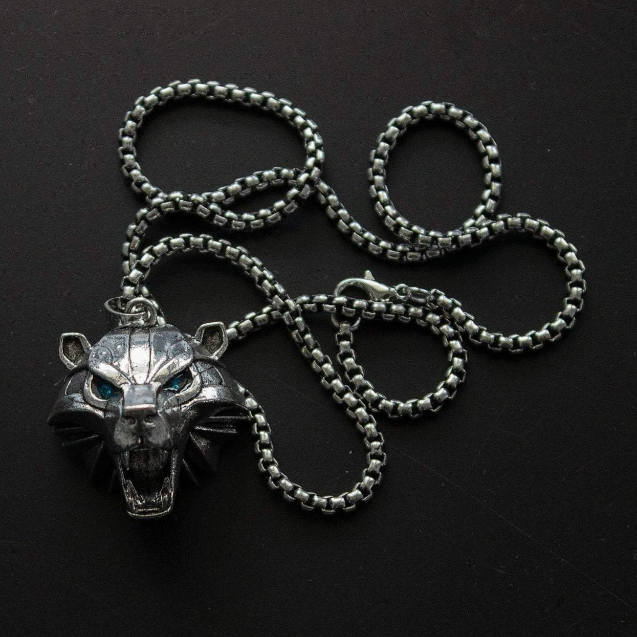 Magic Bear head medallion// School of the Bear pendant// Polar White Bear Grizzly Blue Eyes// Witch necklace
