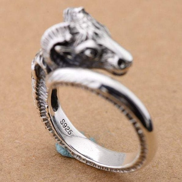 Ring 925 Sterling Silver Adjustable Goat Ring Ram Steampunk Gothic Nature Ring Punk Green Witch Sheep Ring Vintage Gift Magic Black Hand