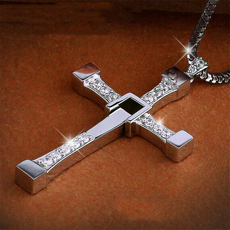 925 Sterling Silver Cross Necklace Large Size Pendant Silver Chain