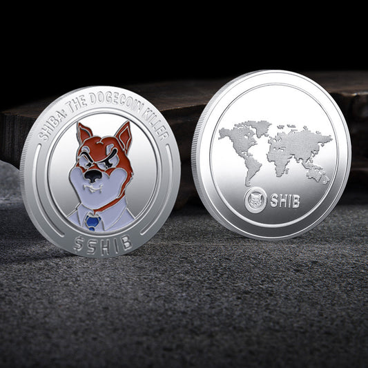 Shiba Inu Coin Three-dimensional Embossed Paint Commemorative Coin Digital Virtual Coin Collection Gift